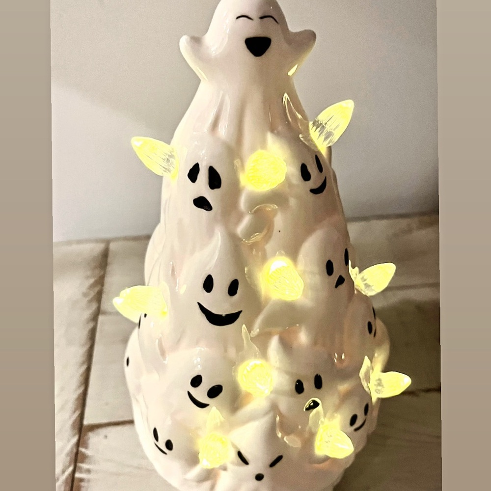 Ceramic Ghost Tree with LED Lights